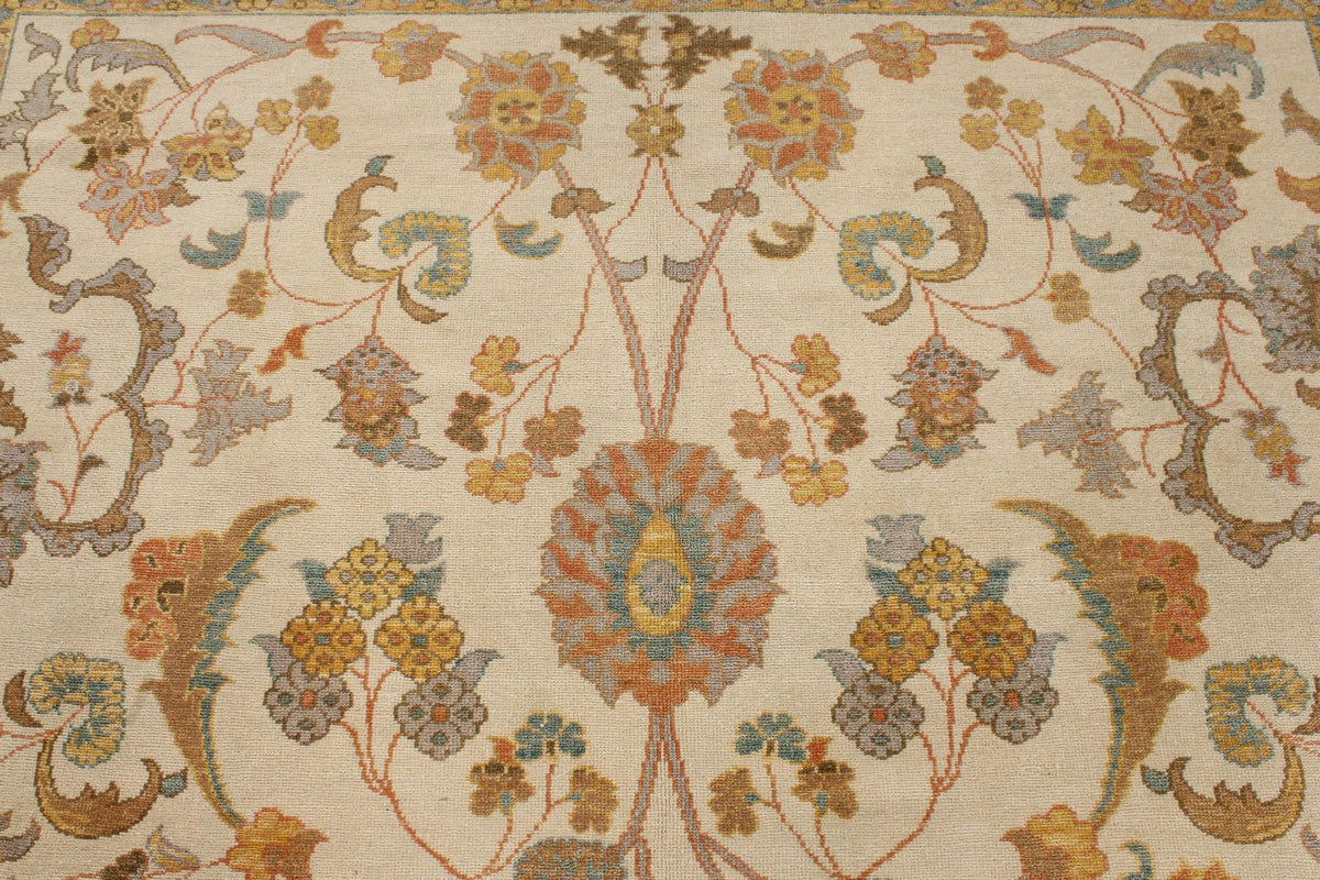 8x11 Beige and Light Rust Turkish Oushak Rug