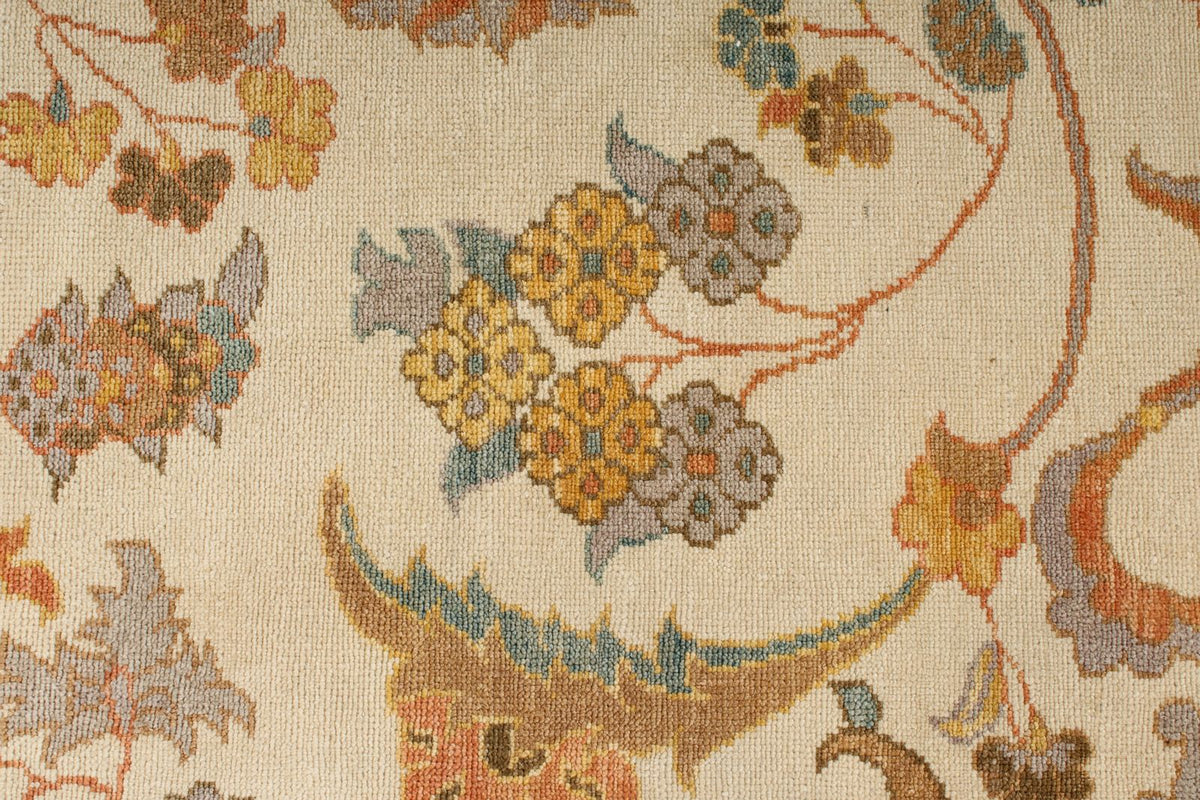 8x11 Beige and Light Rust Turkish Oushak Rug