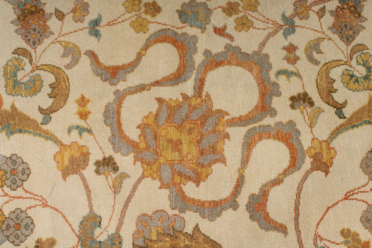 8x11 Beige and Light Rust Turkish Oushak Rug