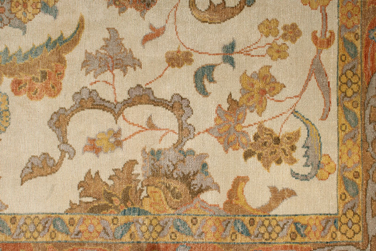 8x11 Beige and Light Rust Turkish Oushak Rug