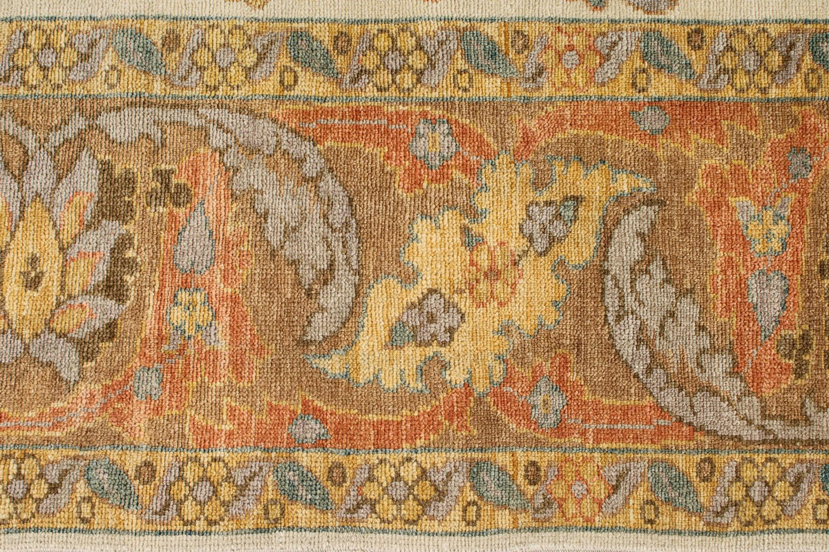 8x11 Beige and Light Rust Turkish Oushak Rug