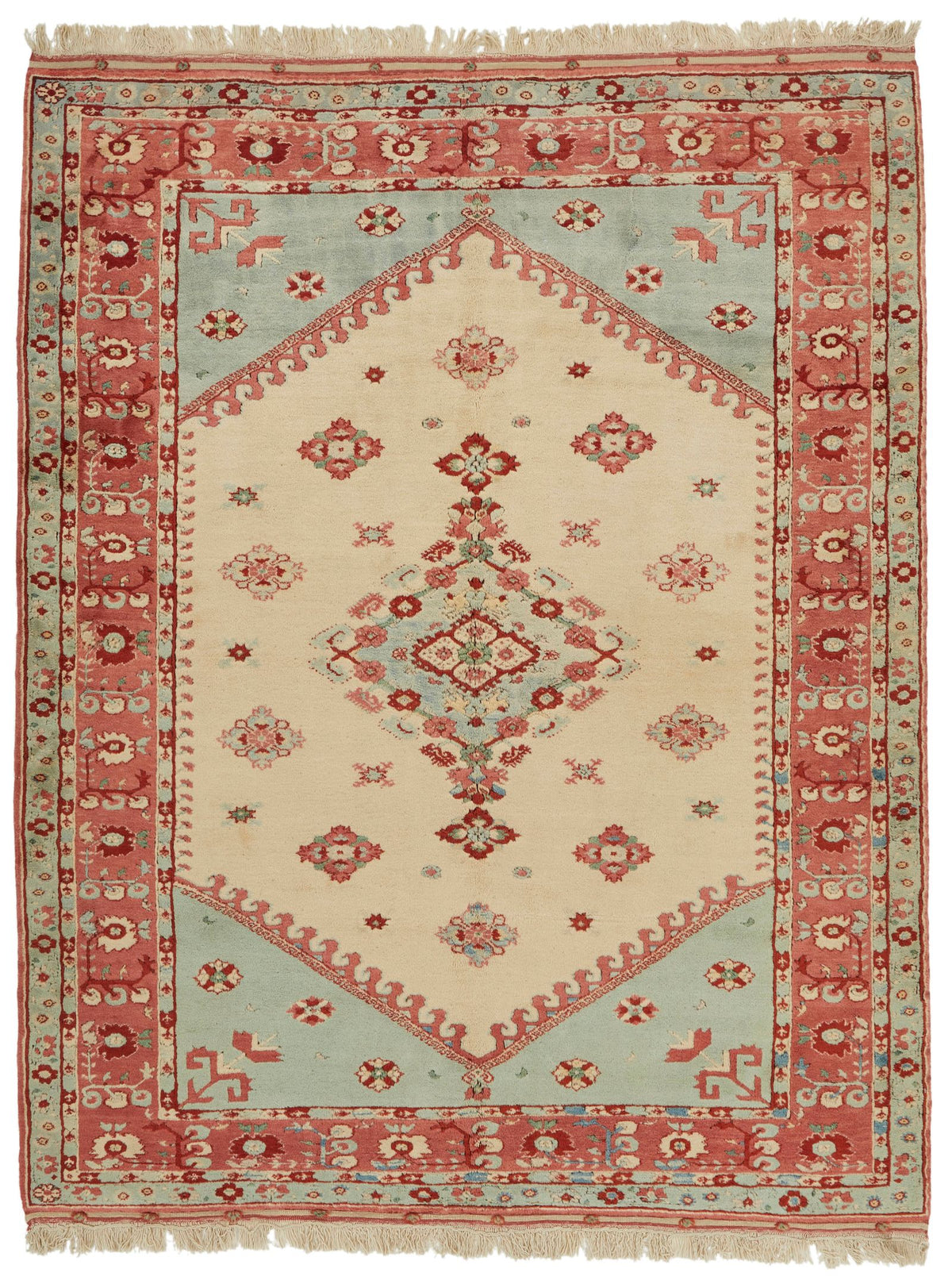 6x8 Gold and Red Turkish Tribal Rug