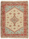 6x8 Gold and Red Turkish Tribal Rug