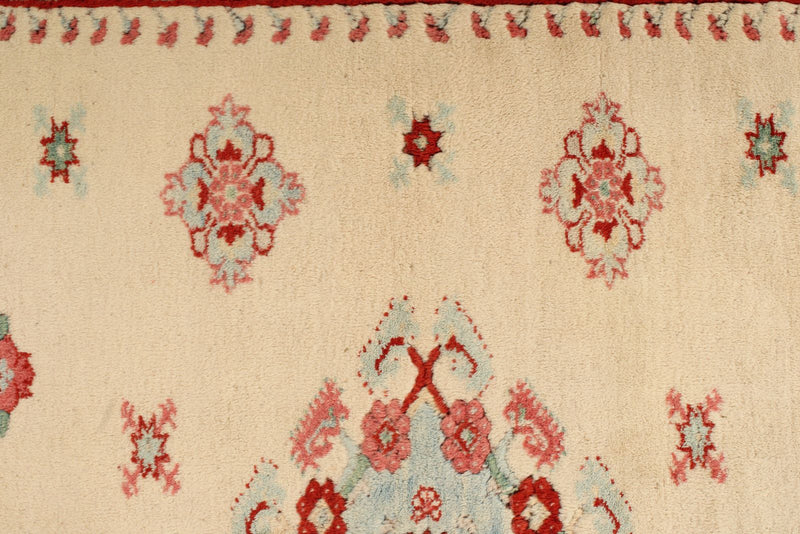 6x8 Gold and Red Turkish Tribal Rug