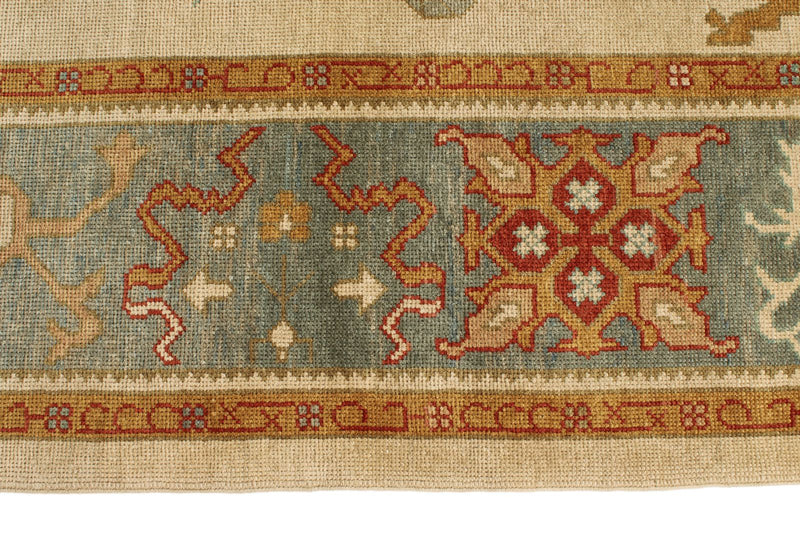 10x14 Ivory and Blue Turkish Oushak Rug