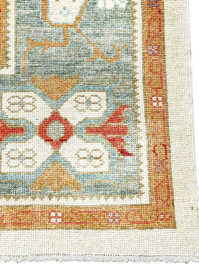 10x14 Ivory and Blue Turkish Oushak Rug