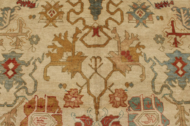 10x14 Ivory and Blue Turkish Oushak Rug