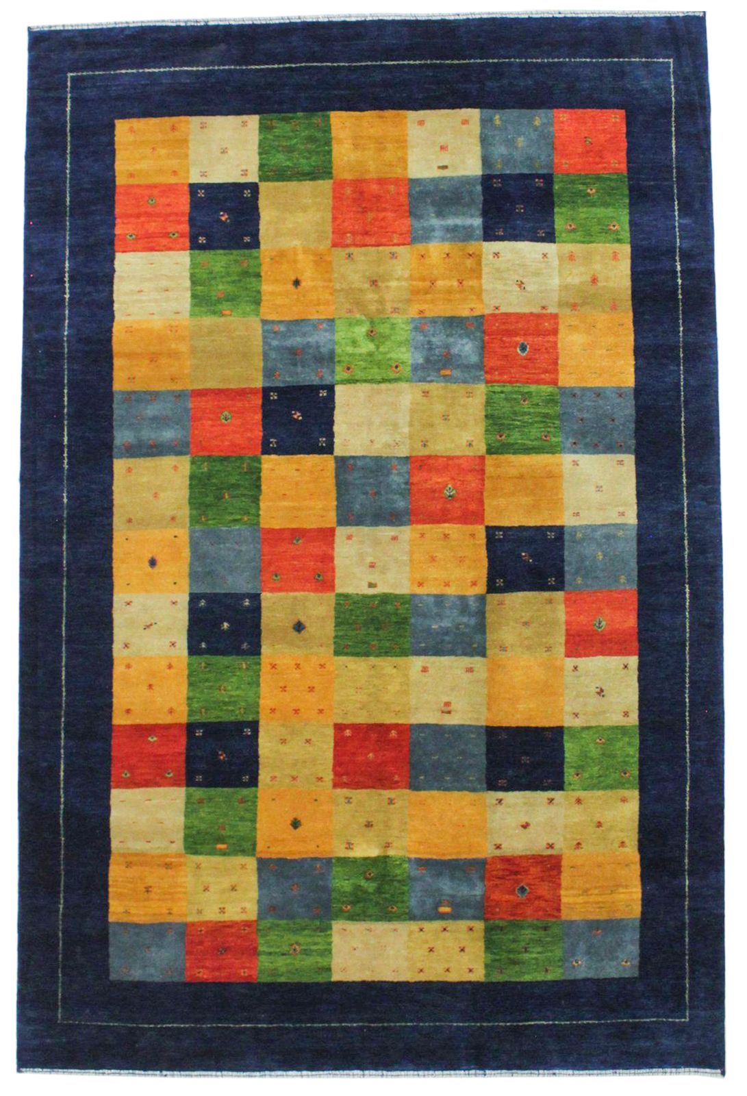 5x8 Multicolor Navy Contemporary Rug