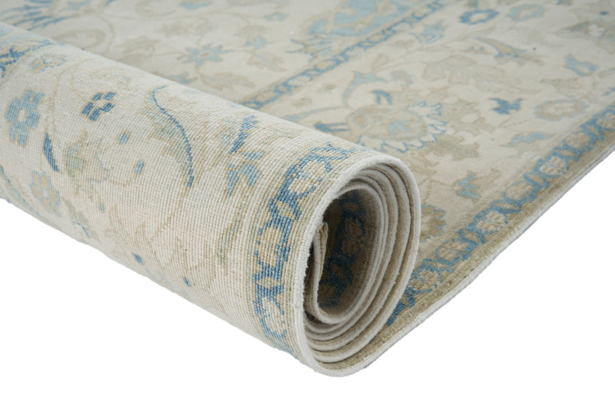 10x14 Light Blue and Ivory Turkish Traditional Rug