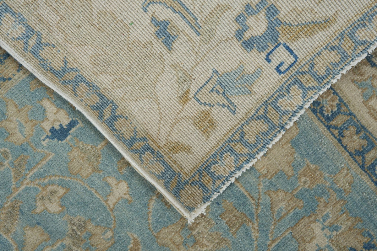 10x14 Light Blue and Ivory Turkish Traditional Rug
