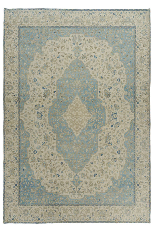 10x14 Light Blue and Ivory Turkish Traditional Rug