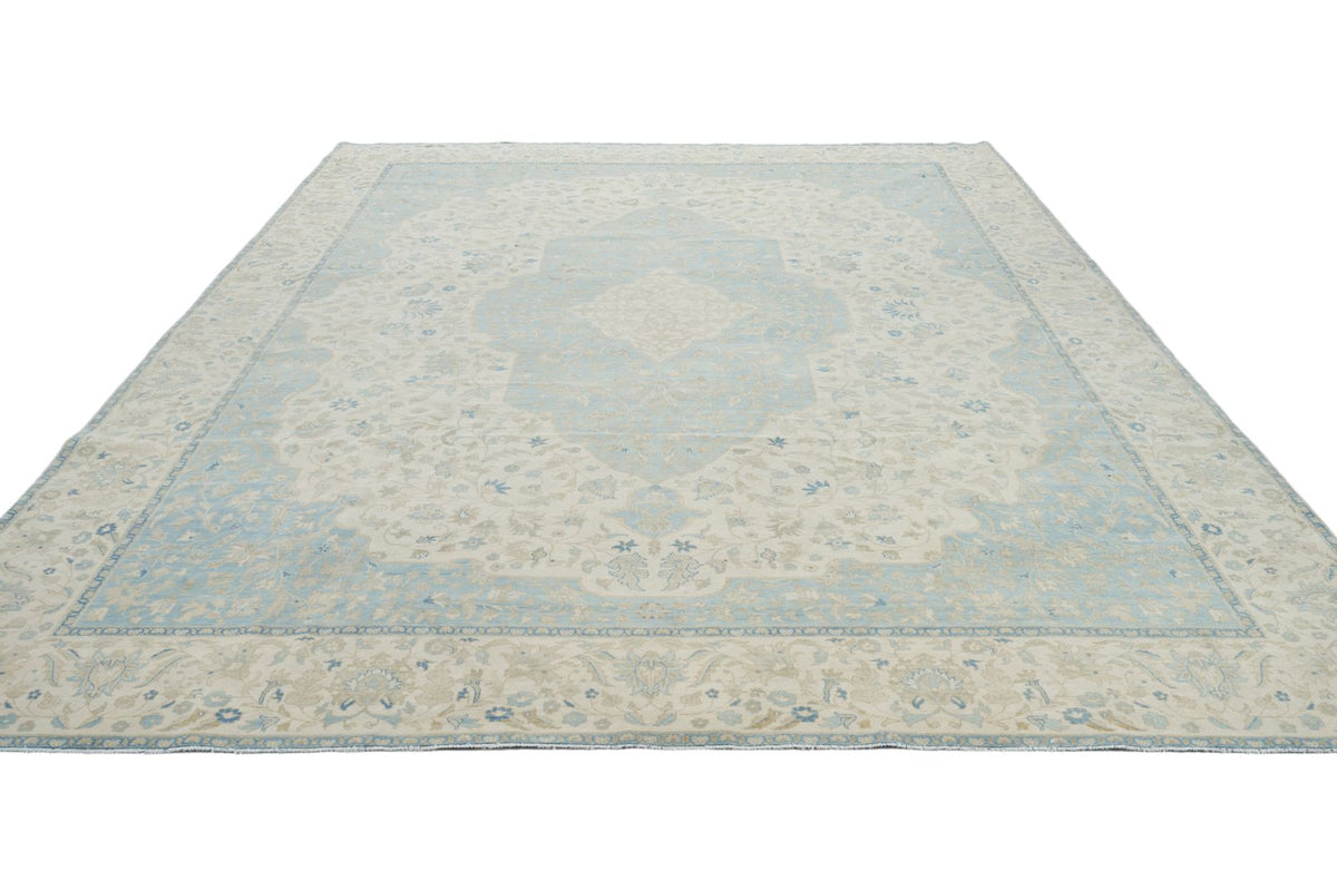10x14 Light Blue and Ivory Turkish Traditional Rug