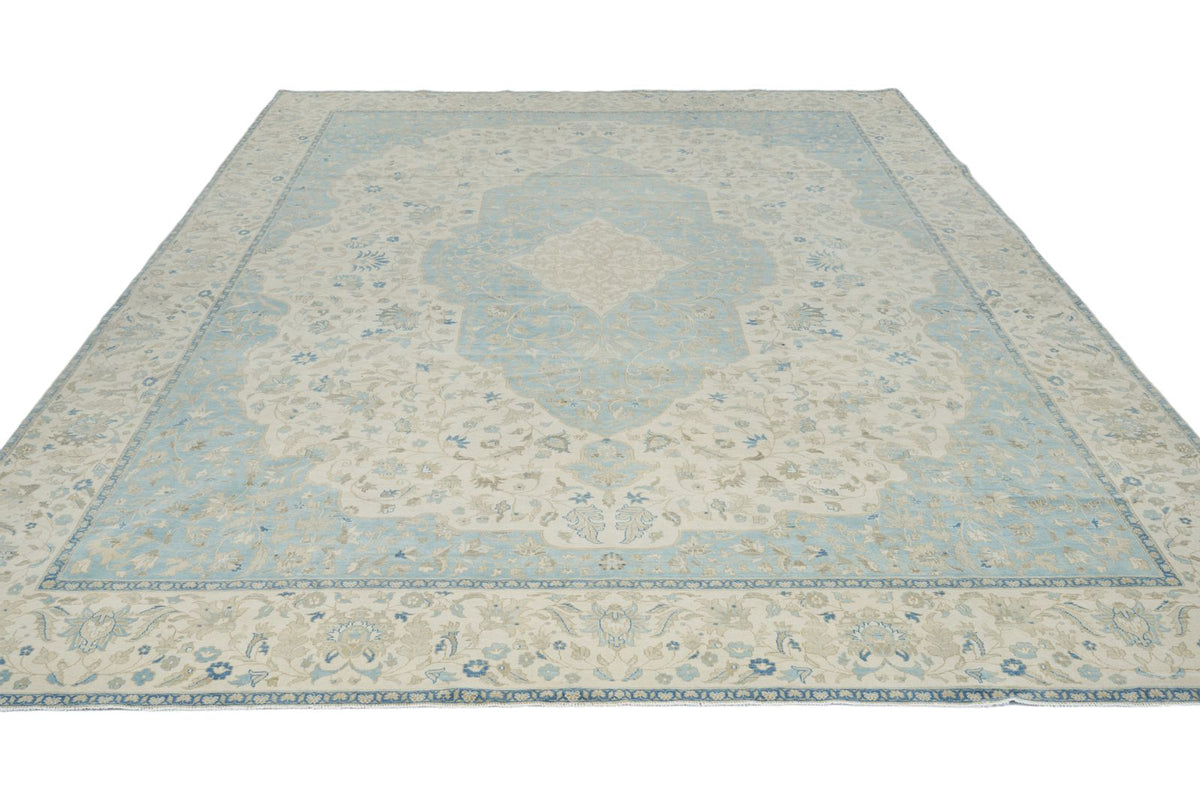 10x14 Light Blue and Ivory Turkish Traditional Rug