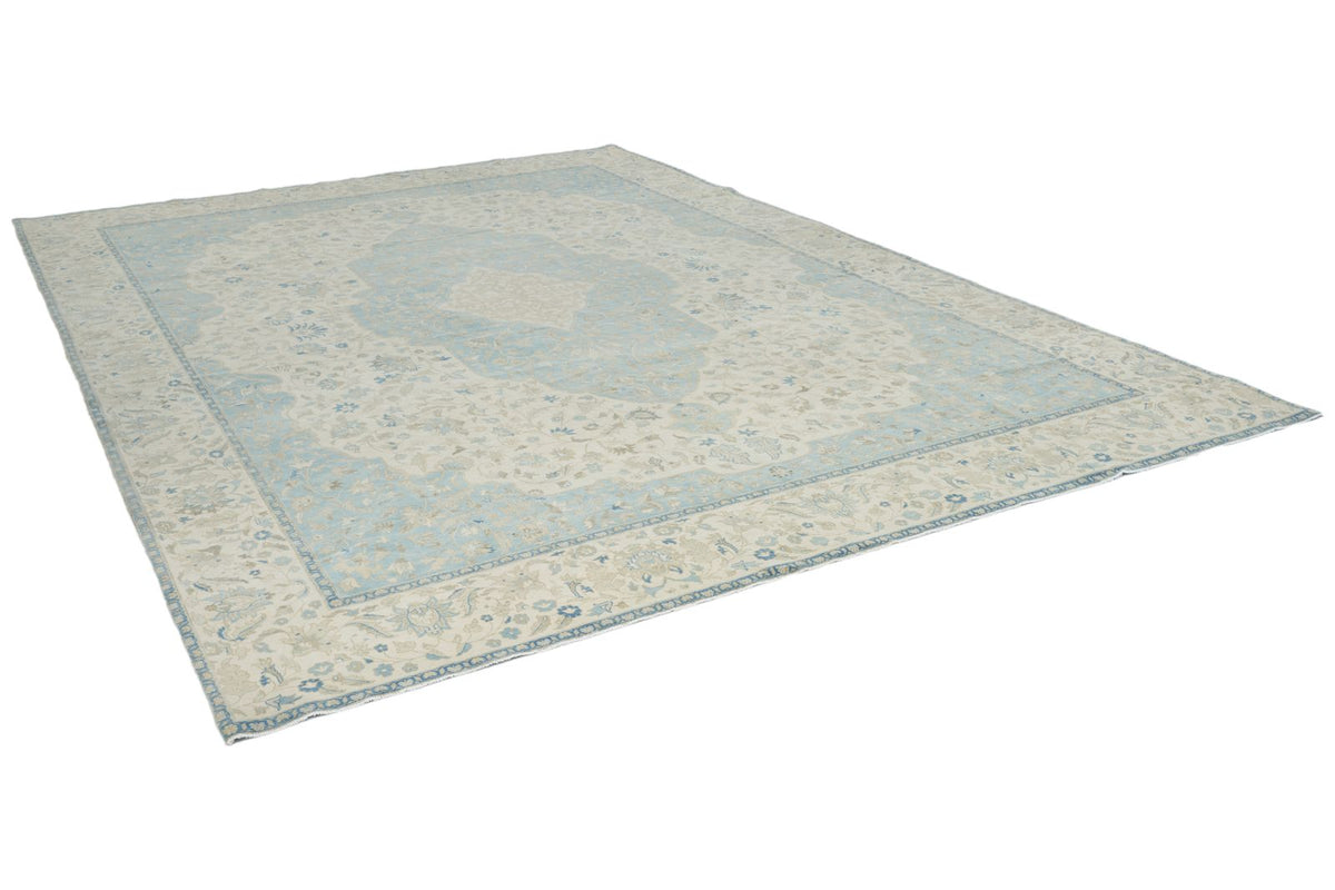 10x14 Light Blue and Ivory Turkish Traditional Rug