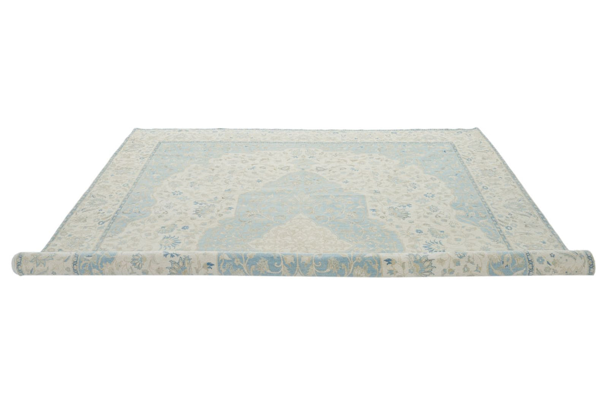 10x14 Light Blue and Ivory Turkish Traditional Rug