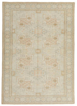 7x9 Light Blue and Ivory Turkish Milas Rug