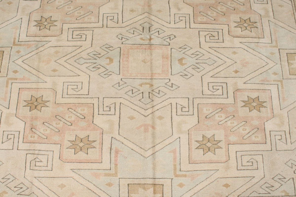 7x9 Light Blue and Ivory Turkish Milas Rug