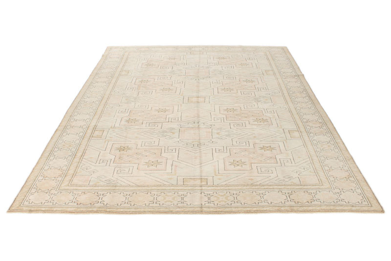 7x9 Light Blue and Ivory Turkish Milas Rug