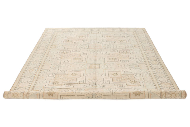 7x9 Light Blue and Ivory Turkish Milas Rug