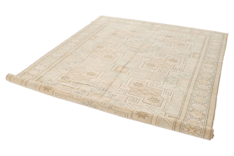 7x9 Light Blue and Ivory Turkish Milas Rug