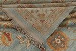 10x13 Blue and Gold Turkish Oushak Rug