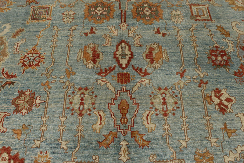 10x13 Blue and Gold Turkish Oushak Rug