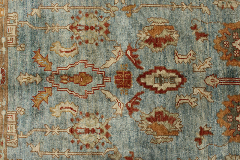 10x13 Blue and Gold Turkish Oushak Rug