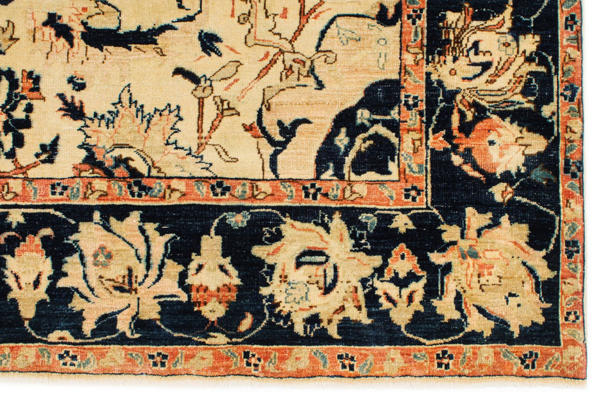 6x15 Ivory and Navy Turkish Traditional Runner