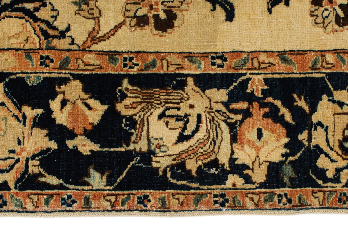 6x15 Ivory and Navy Turkish Traditional Runner