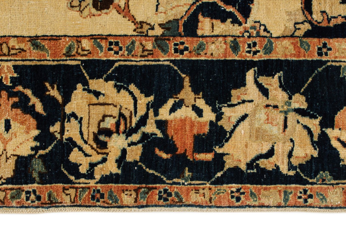 6x15 Ivory and Navy Turkish Traditional Runner
