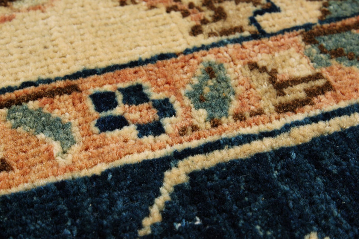 6x15 Ivory and Navy Turkish Traditional Runner