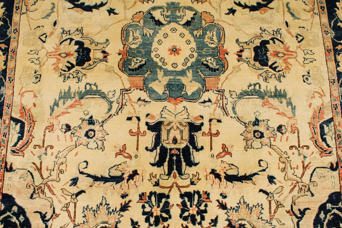 6x15 Ivory and Navy Turkish Traditional Runner