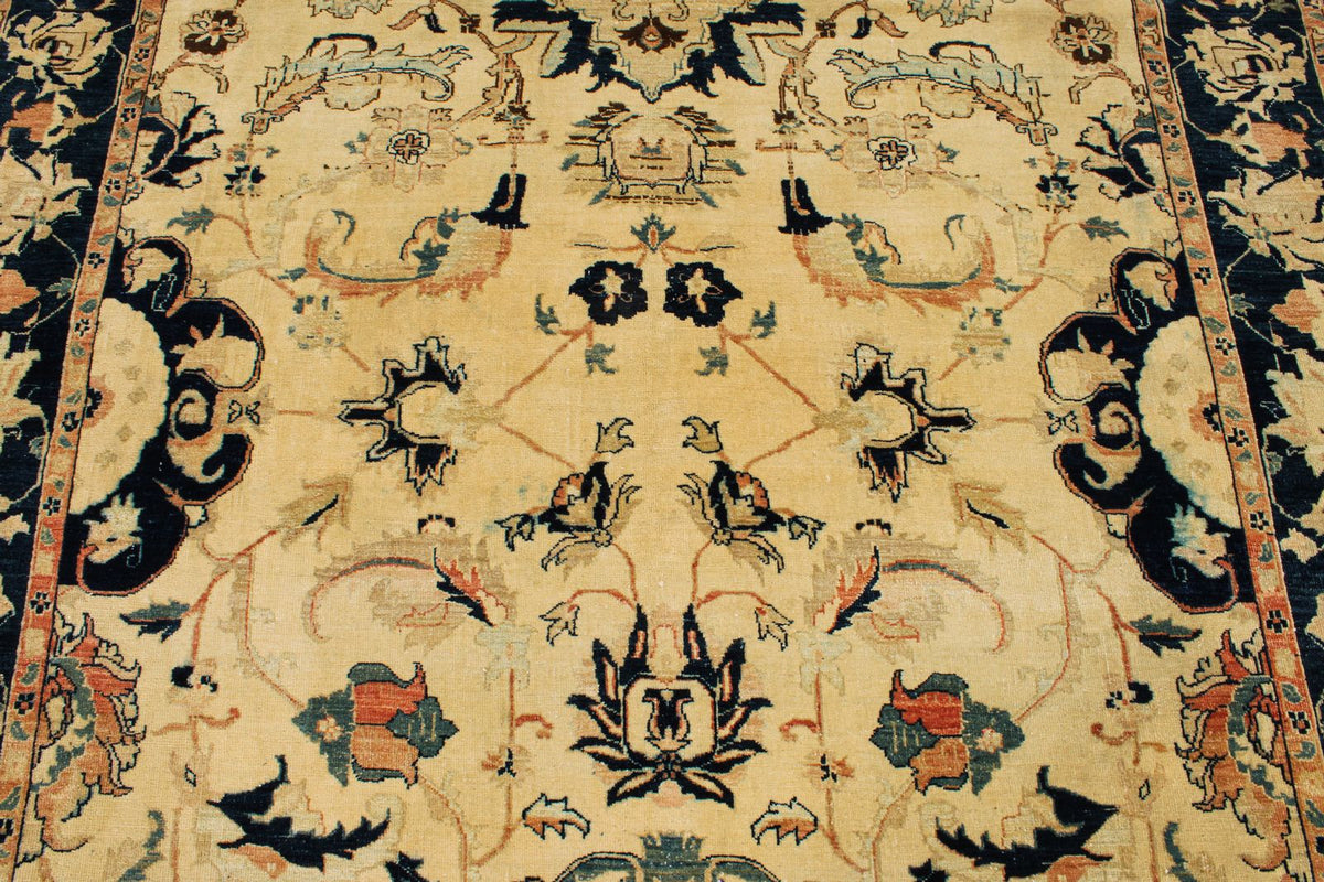 6x15 Ivory and Navy Turkish Traditional Runner