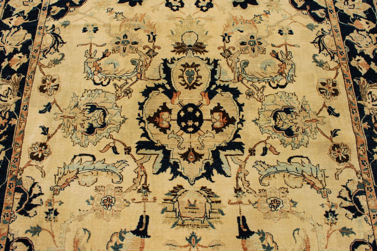 6x15 Ivory and Navy Turkish Traditional Runner
