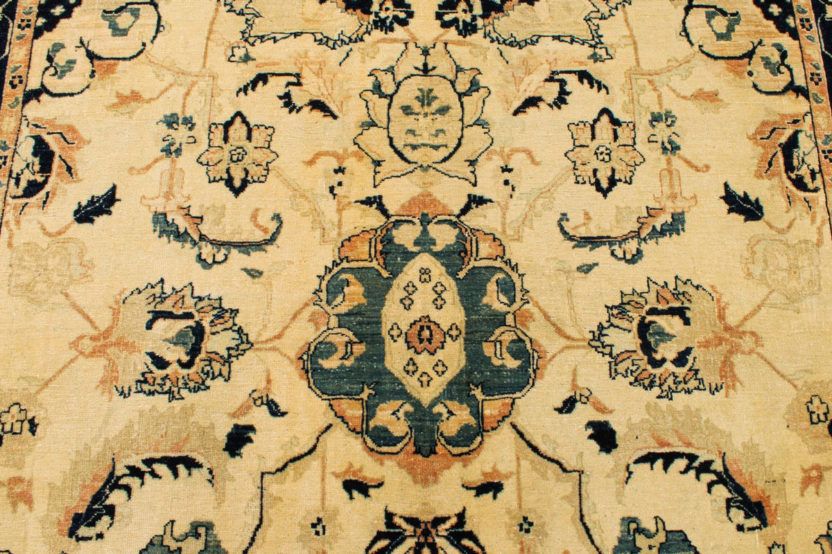 6x15 Ivory and Navy Turkish Traditional Runner