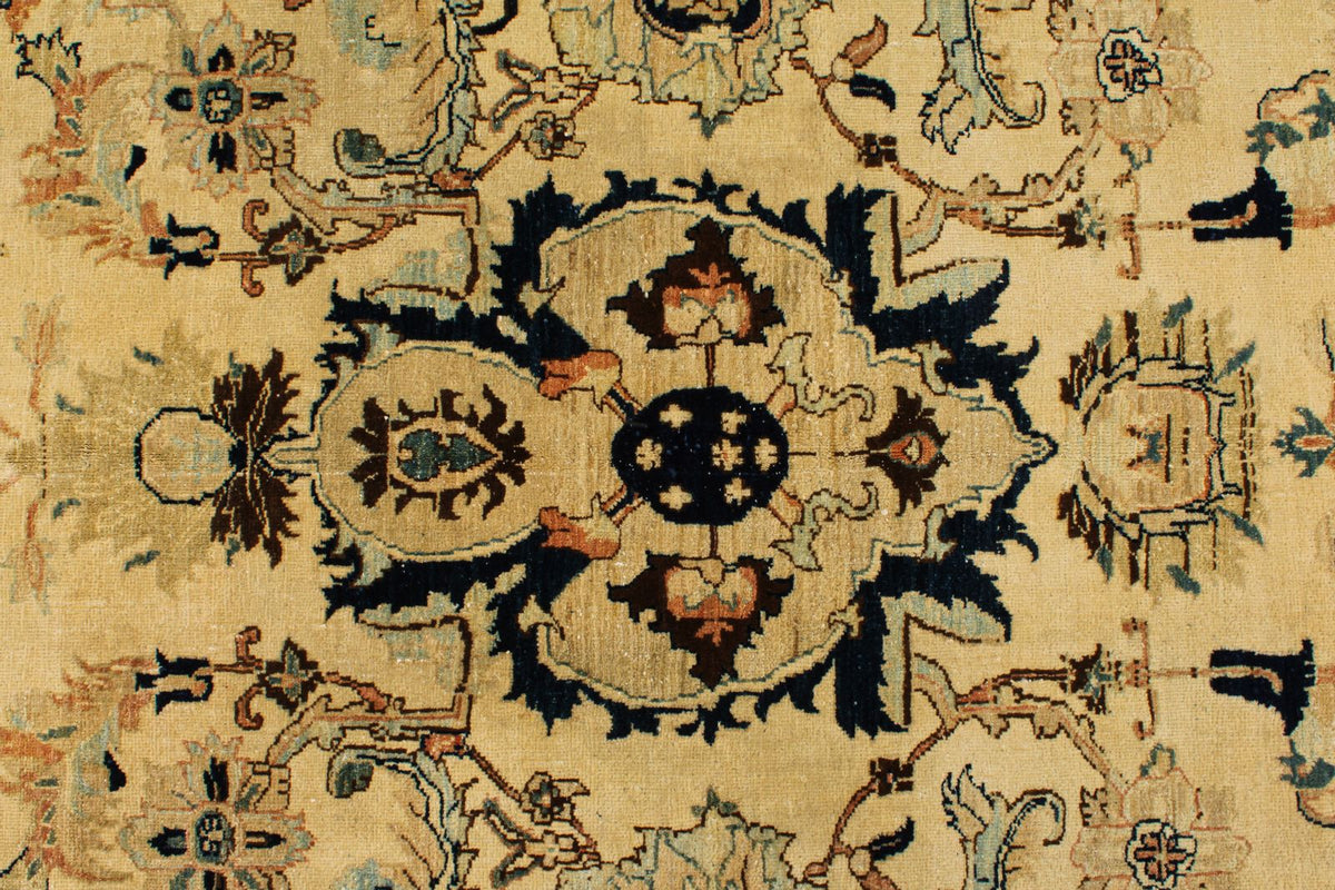 6x15 Ivory and Navy Turkish Traditional Runner