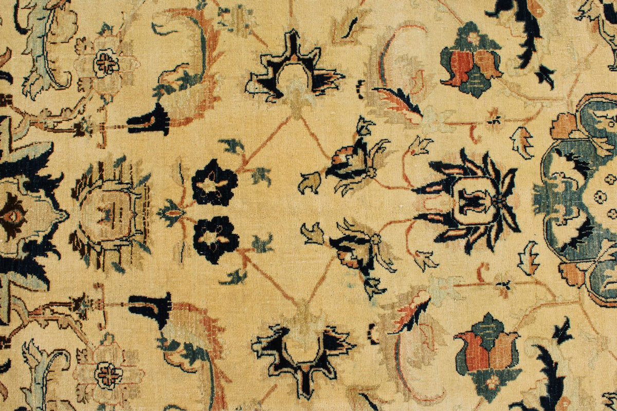 6x15 Ivory and Navy Turkish Traditional Runner