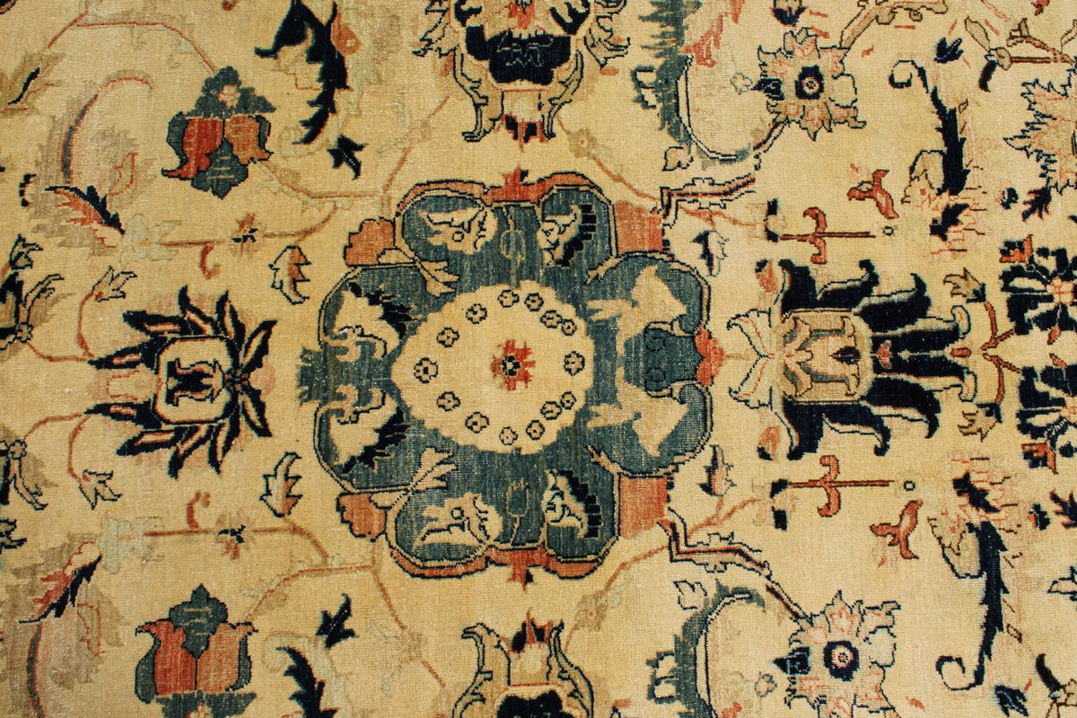 6x15 Ivory and Navy Turkish Traditional Runner