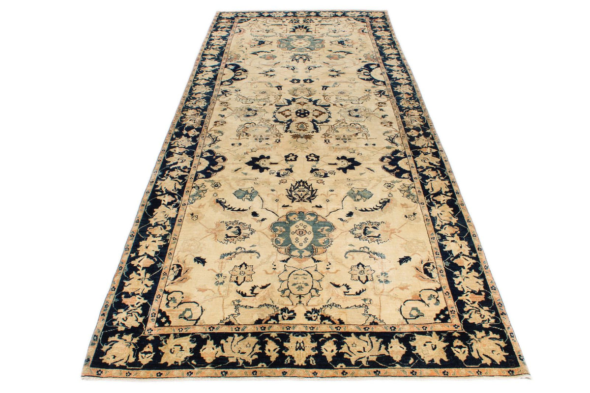 6x15 Ivory and Navy Turkish Traditional Runner