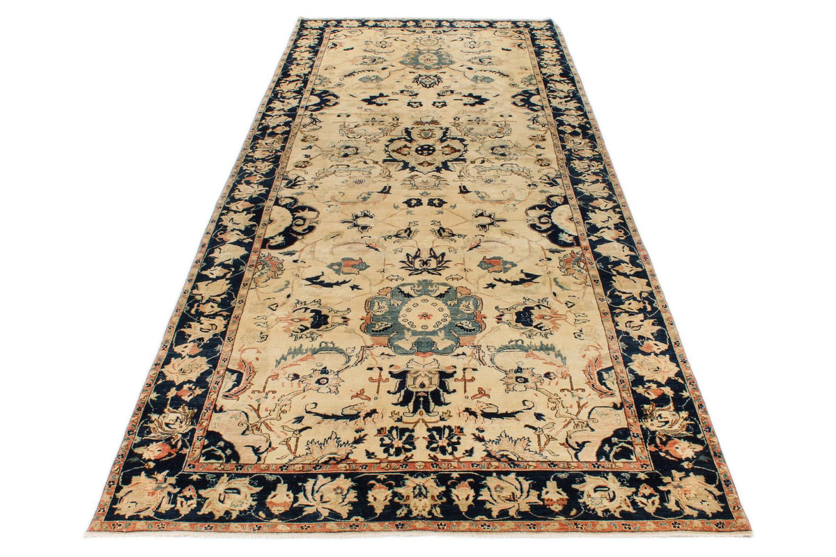 6x15 Ivory and Navy Turkish Traditional Runner