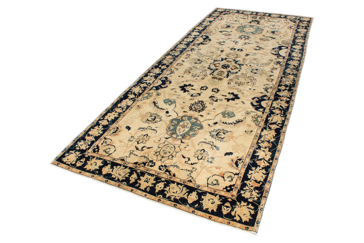 6x15 Ivory and Navy Turkish Traditional Runner