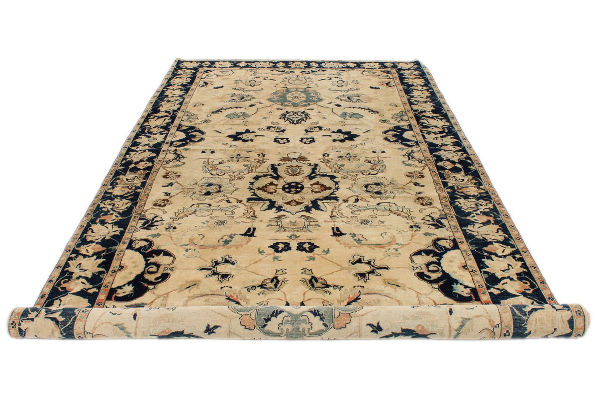 6x15 Ivory and Navy Turkish Traditional Runner