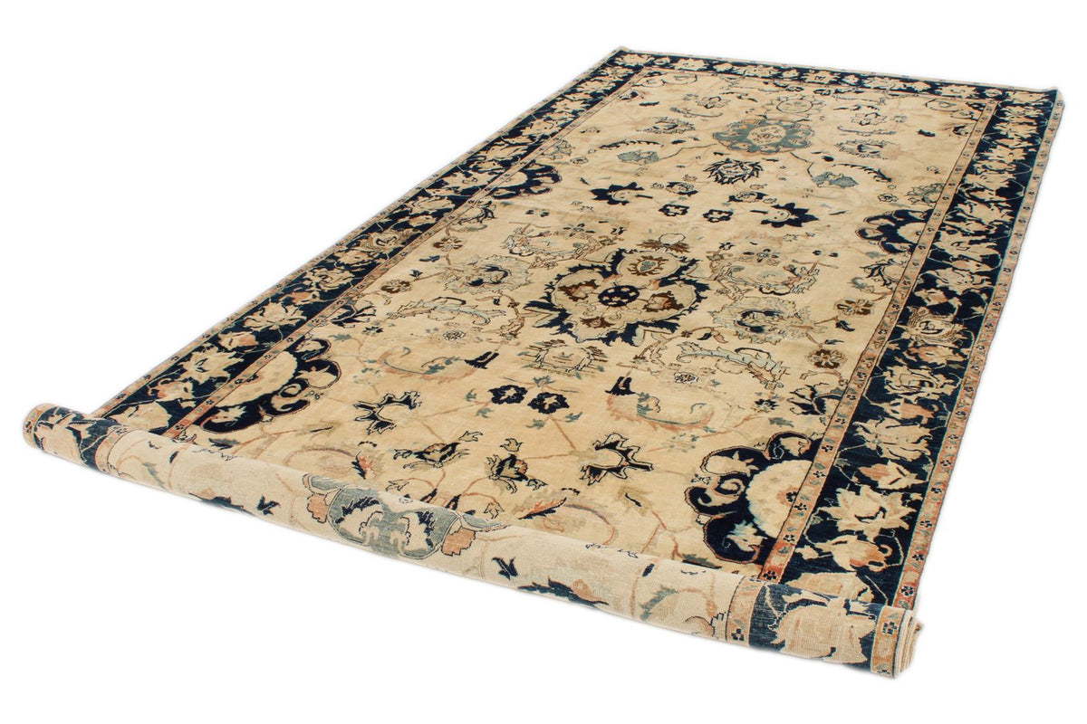 6x15 Ivory and Navy Turkish Traditional Runner