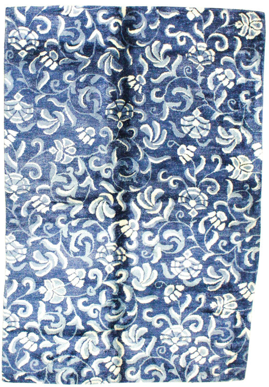 6x9 Navy and White Modern Contemporary Rug