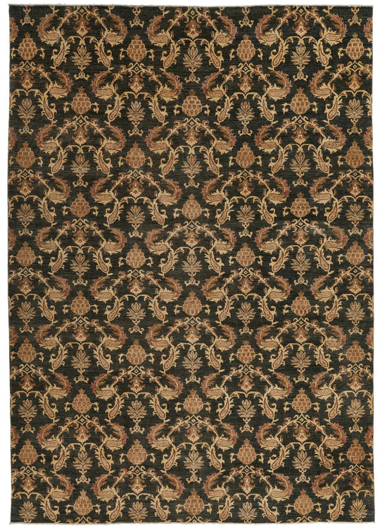 10x14 Gold and Green Modern Contemporary Rug
