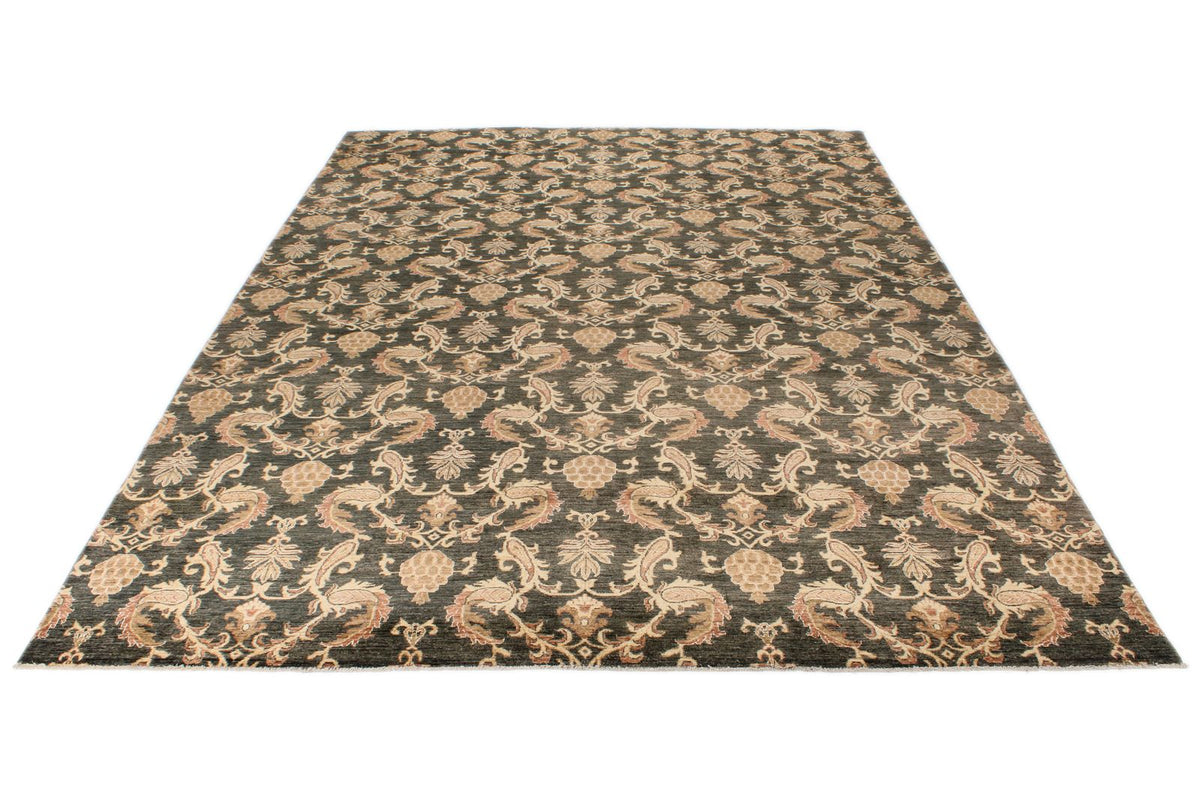 10x14 Gold and Green Modern Contemporary Rug