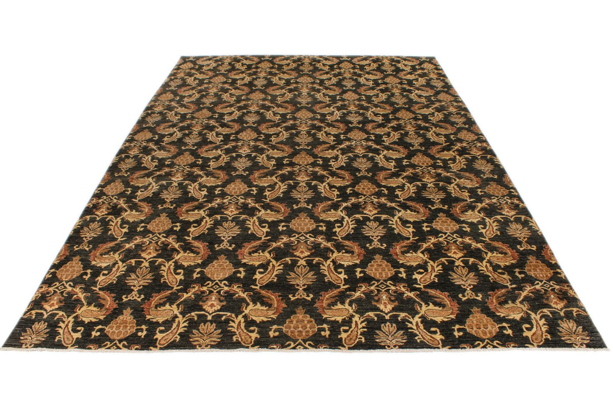10x14 Gold and Green Modern Contemporary Rug