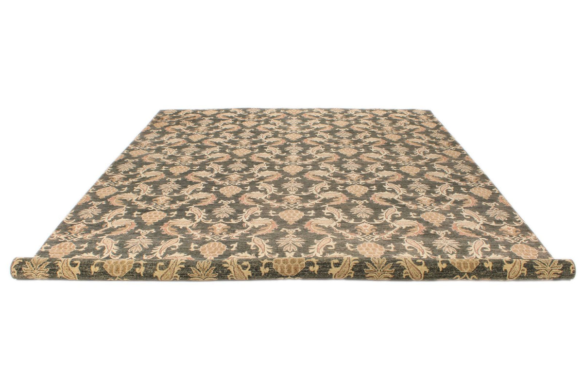 10x14 Gold and Green Modern Contemporary Rug