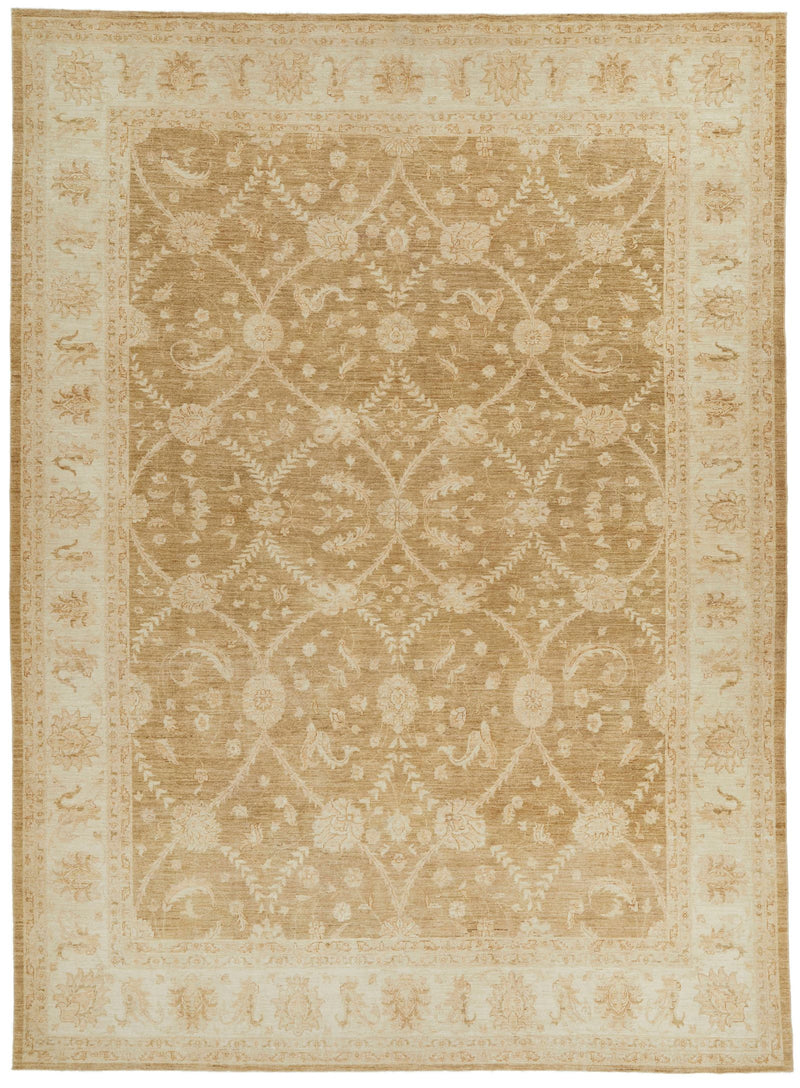 10x14 Brown and Gold Persian Rug