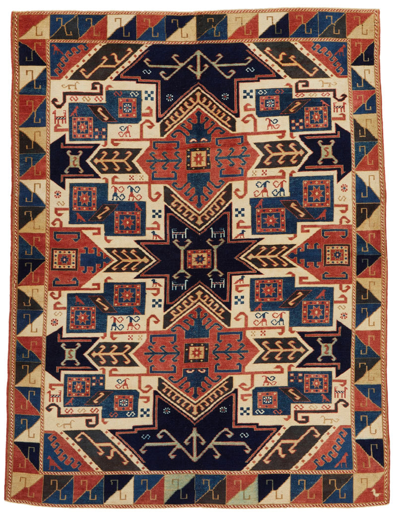 6x8 Multicolor Kazak Tribal Rug